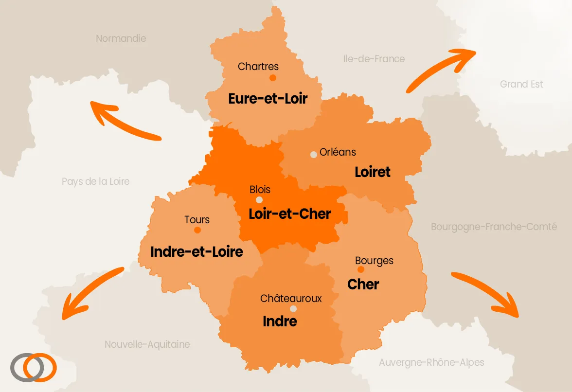 Carte Centre-Val de Loire – zone d’intervention BRMS